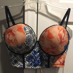 Naja printed bustier, embroidered pattern on front